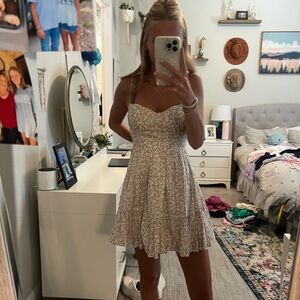 Cream Sequin Strapless Sundress with Sweetheart Neckline